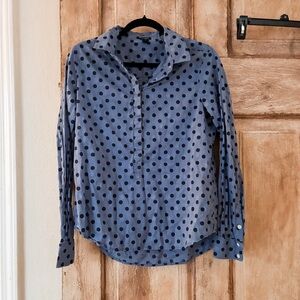J. Crew Women’s M Blue Polka Dot Button Down Shirt